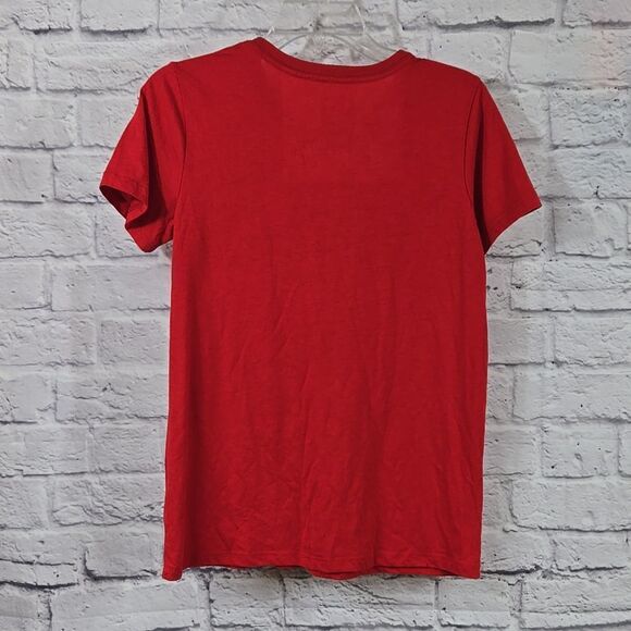 Believe Women's Christmas Short Sleeve T-shirt Small 4/6 Festive Red Holiday Tee - Picture 8 of 8